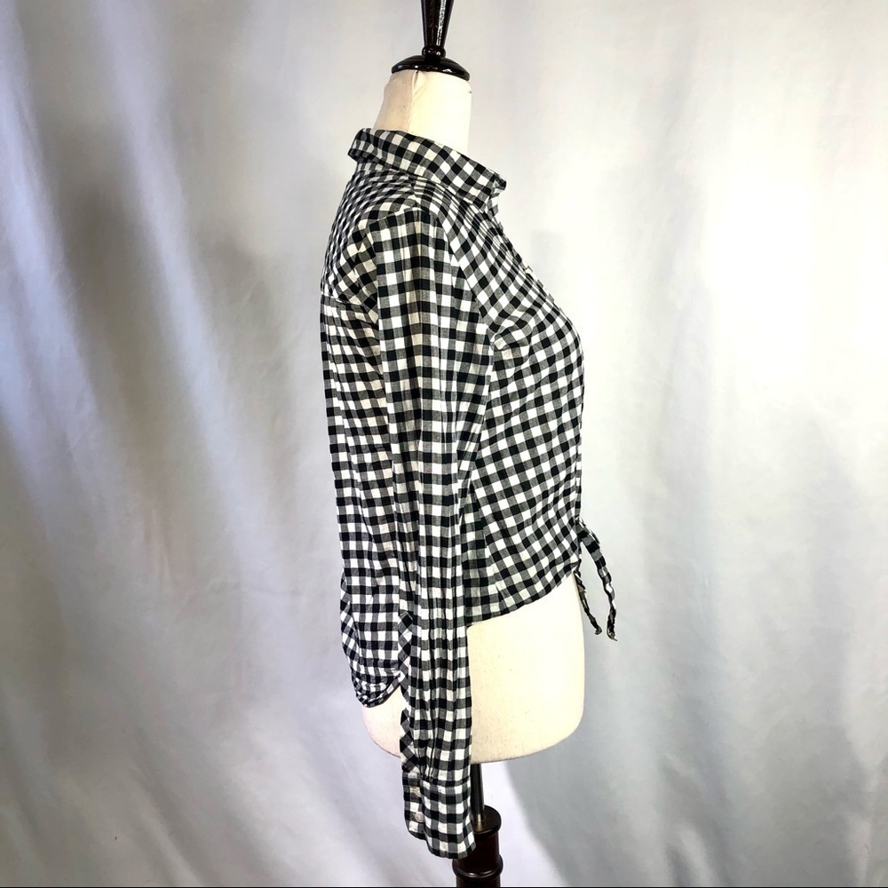 J Crew gingham tie-front shirt black white XS - Picture 3 of 9